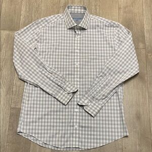Mens Twillory Gingham Checkered Button Up Performance Casual Dress‎ Shirt
